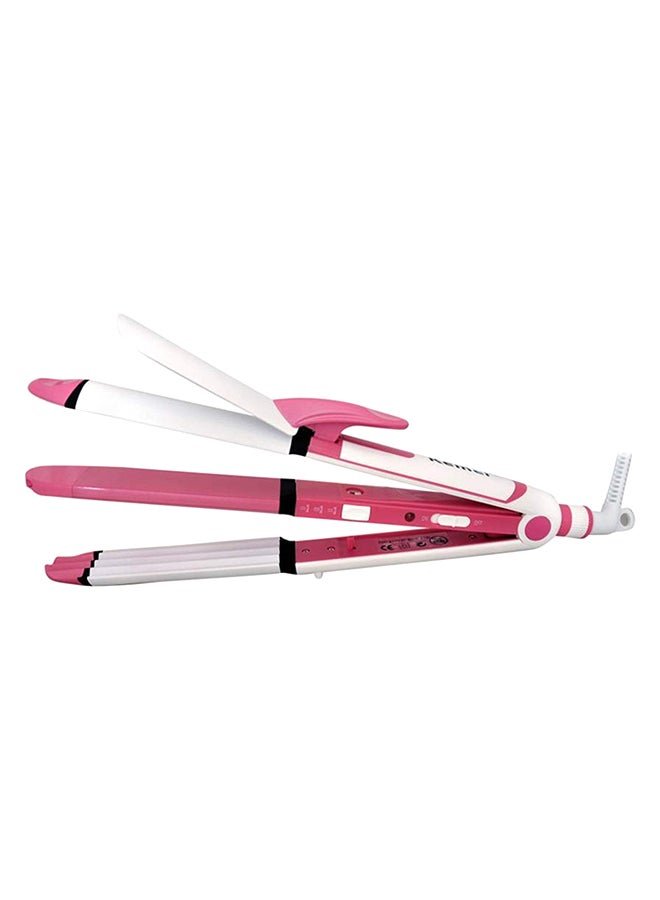 Concepta - 3 In 1 Electric Hair Straightener Curler Styler And Crimper White/Pink - Image 1