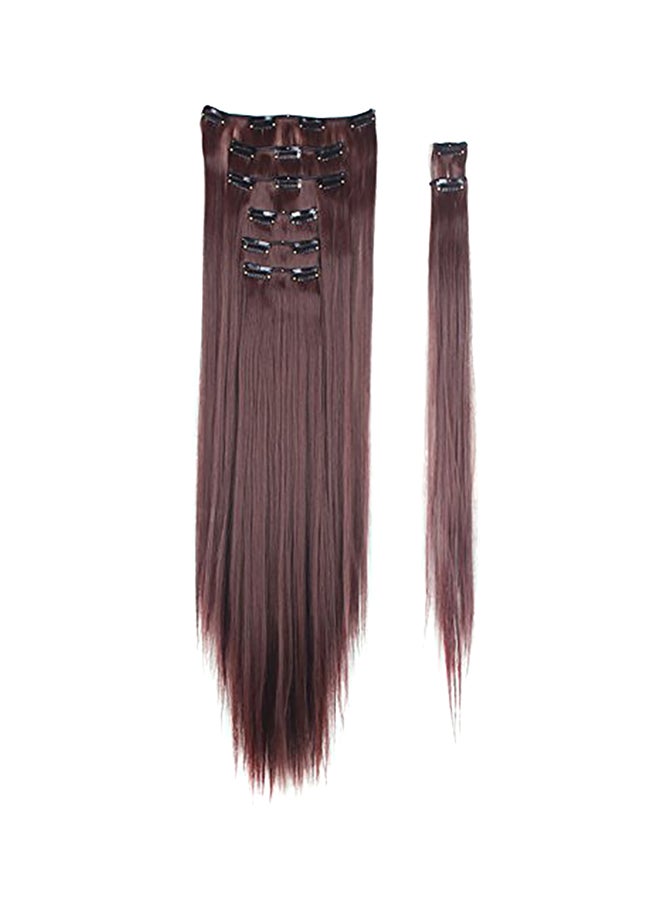 8-Piece 18-Clips Straight Hair Wig Brown