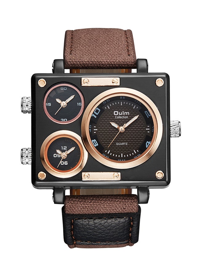 أولم ساعة يد رياضية من الجلد طراز HP359502 - مقاس 50 مم - بني/أسود للرجال - Image 1