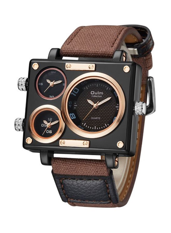 أولم ساعة يد رياضية من الجلد طراز HP359502 - مقاس 50 مم - بني/أسود للرجال - Image 2