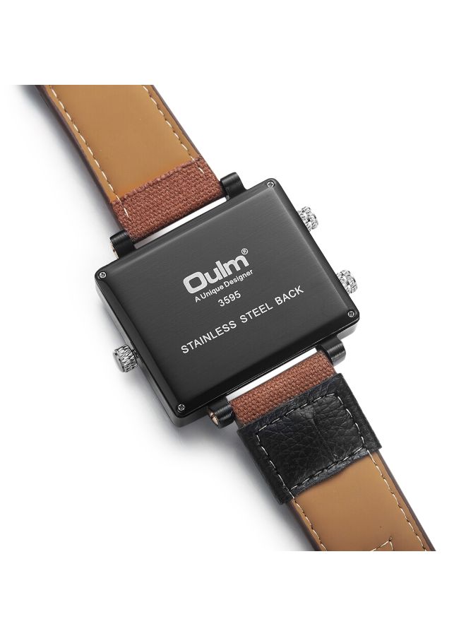 أولم ساعة يد رياضية من الجلد طراز HP359502 - مقاس 50 مم - بني/أسود للرجال - Image 5