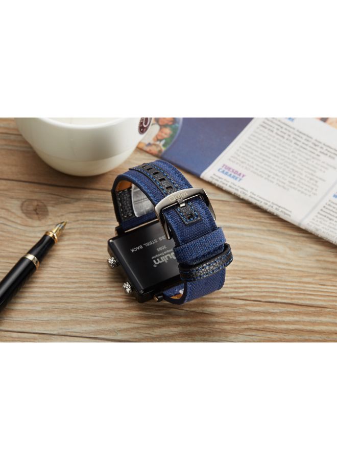 Oulm Men's Analog Sports Watch HP359503 - 50 mm - Blue/Black  - Image 3