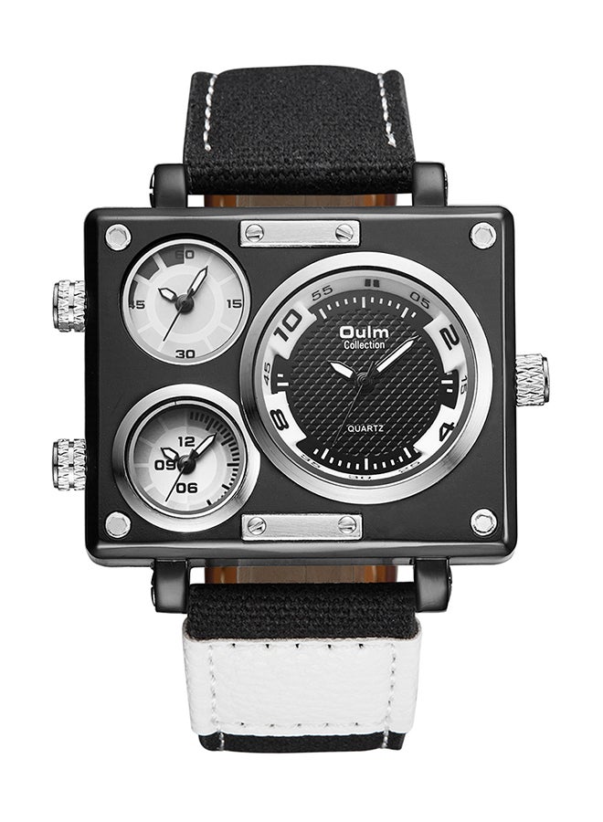 Oulm Men's Quartz Analog PU Leather Watch HP359501 - 50 mm - Black/White  - Image 1