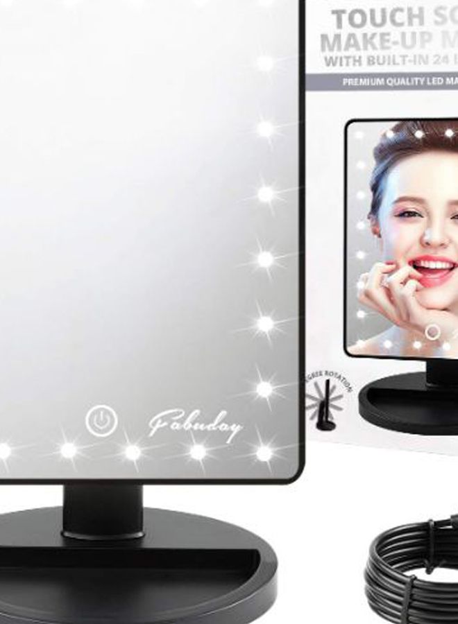 فابوداي مرآة بإضاءة LED ومنفذ USB لوضع المكياج أسود - Image 2
