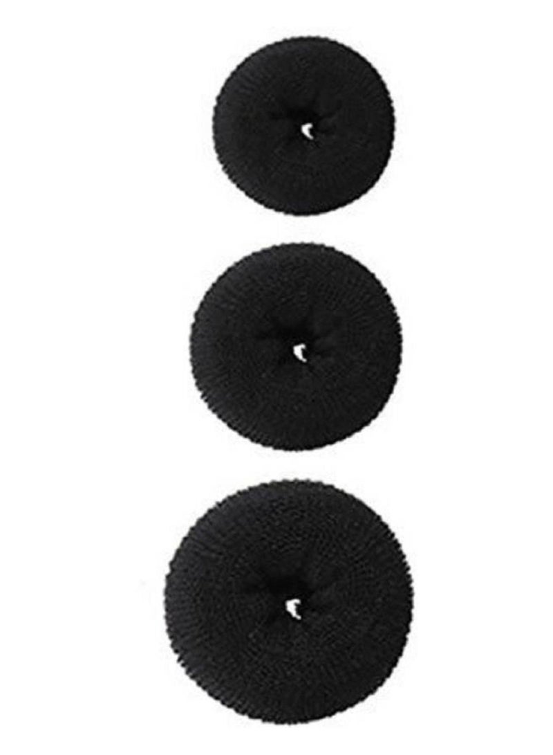 3-Piece Donut Shape Bun Ring Black
