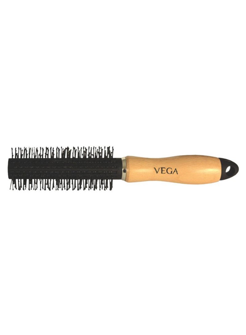 Vega Broad Handle Round Hair Brush Black/Brown 