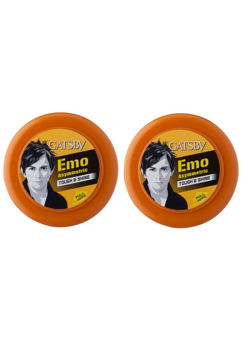GATSBY 2-Piece Emo Asymmetric Tough And Shine Hair Styling Wax 2 x 75grams - Image 1