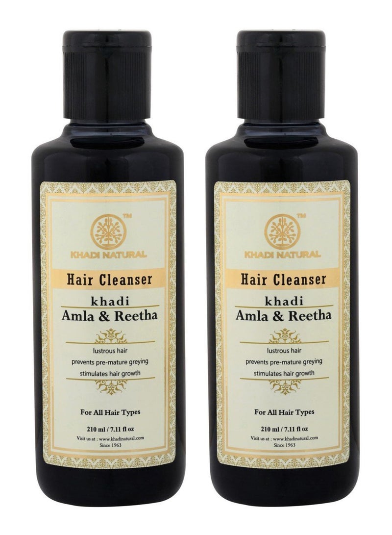 Khadi Natural Pack Of 2 Herbal Amla And Reetha Hair Cleanser Shampoo 2 x 210ml 