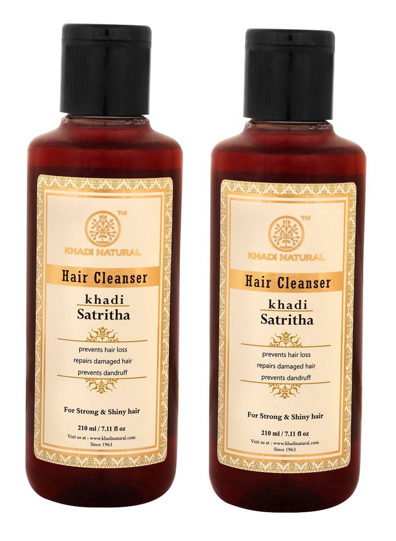 Khadi Natural Pack Of 2 Satritha Hair Cleanser Shampoo 2 x 210ml  - Image 1