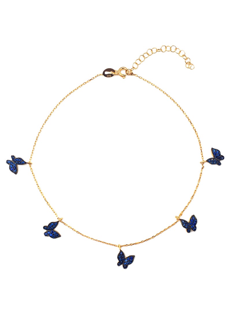 Alwan Gold Plated Silver Anklet With 5 Butterfly Zircon - Image 1