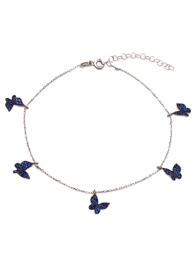 Alwan Silver Anklet With 5 Butterfly Zircon - Image 1