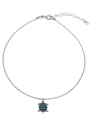 Silver Anklet With Turquoise Turtle - v1566933721/N29225954A_1