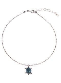 Alwan Silver Anklet With Turquoise Turtle  - Image 1