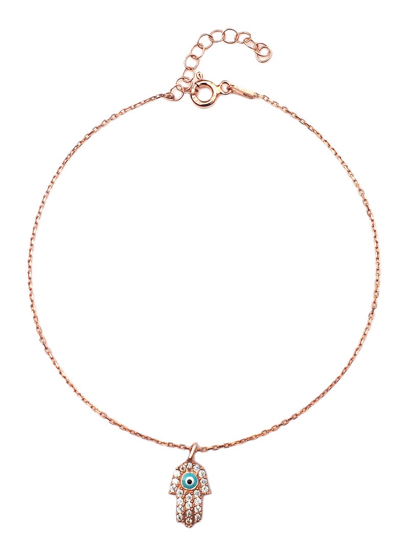 ألوان خلخال من الفضة مطلي بالذهب الوردي ومزين بحلية من الزركونيا - Image 1