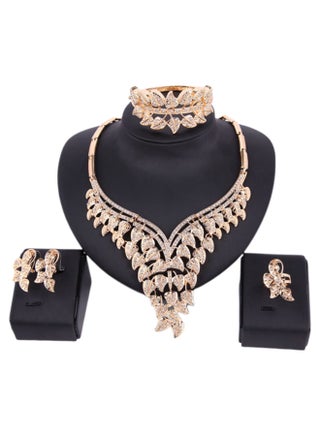 طقم مجوهرات مطلية بالذهب عيار 18 قيراطاً، من 4 قطع - v1566933723/N29238632A_1