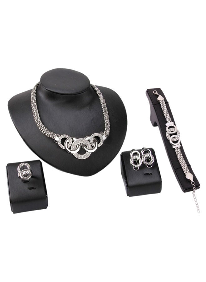 دي دي طقم مجوهرات مطلية بالذهب عيار 18 قيراطاً، من 4 قطع