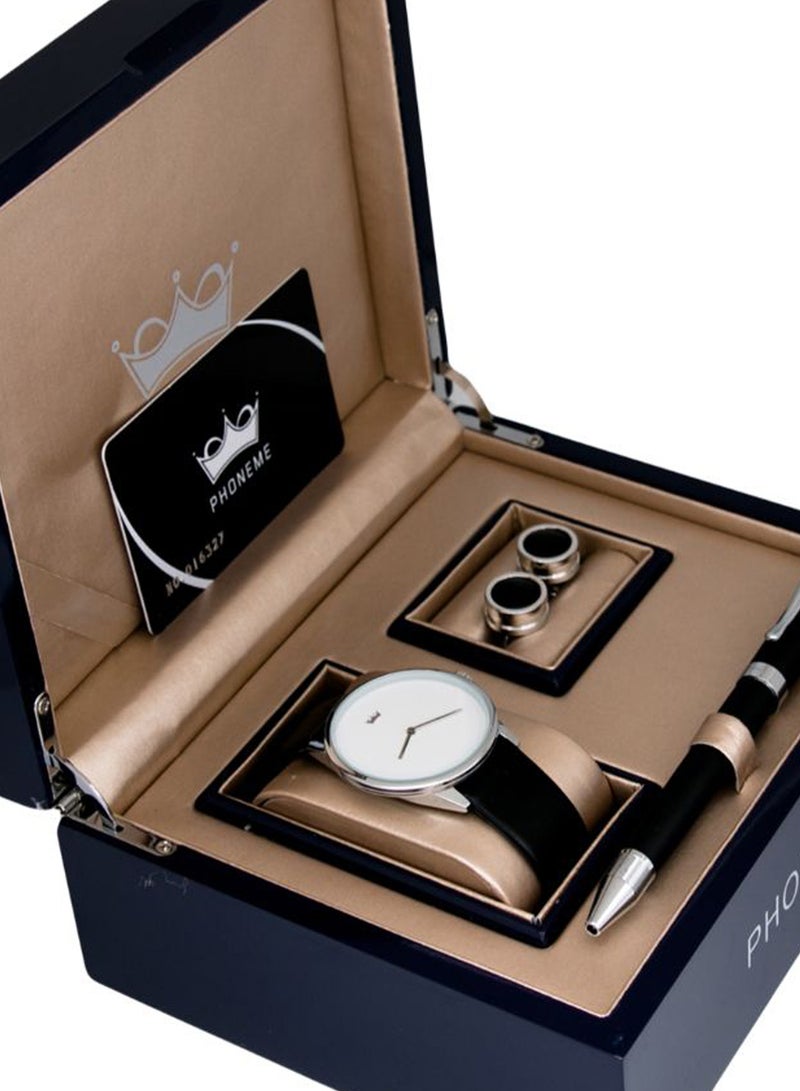 فونيم طقم ساعات بعقارب وبأسورة من الجلد طراز 2007555 men - Image 2