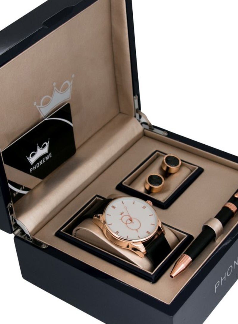 فونيم طقم ساعات بعقارب وبأسورة من الجلد طراز 2007566 men - Image 2