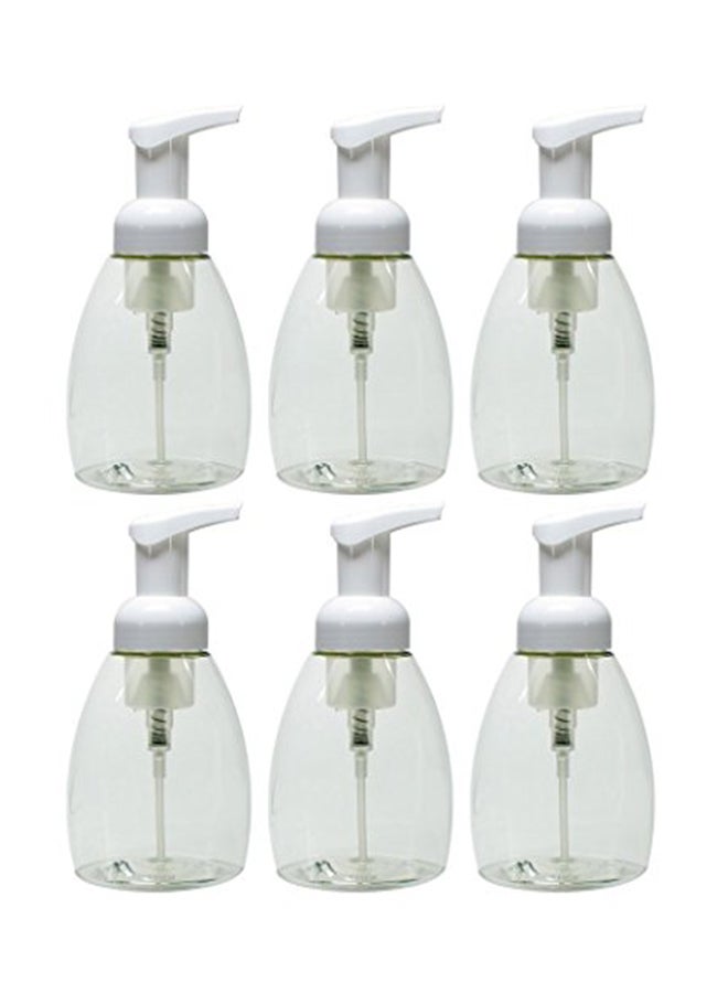 يوفيتوس مجموعة من 6 زجاجات من البلاستيك قابلة لإعادة التعبئة للسفر بمضخة رغوة مع ملصقات أبيض/ شفاف - Image 1