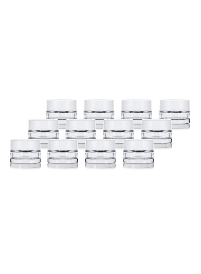JUVITUS Pack Of 12 Thick Wall Balm Jars With Lined Smooth Lids White 