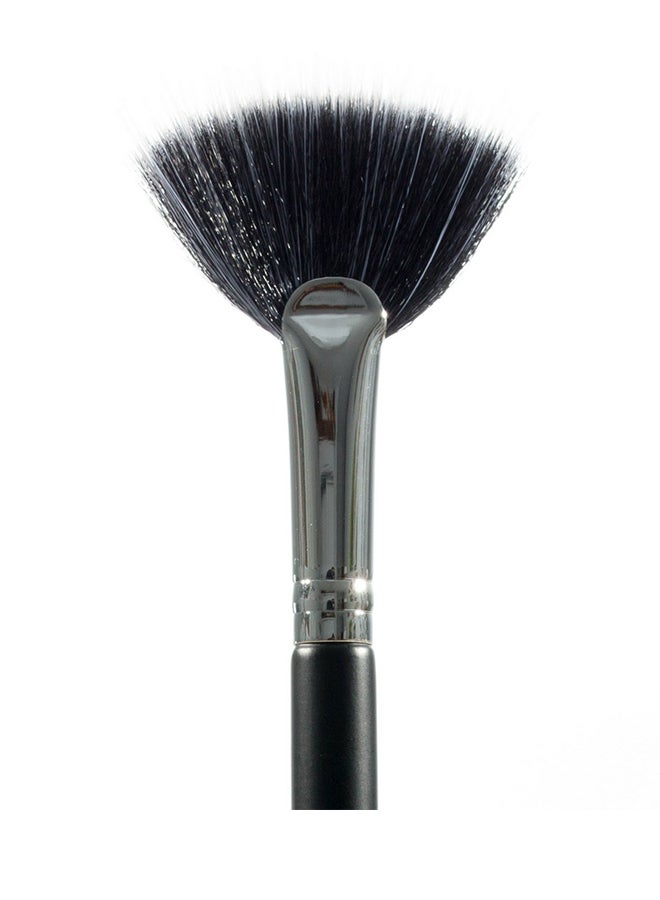 Beauty Junkees - Pro Highlighter Fan Makeup Brush Black/Silver - Image 1