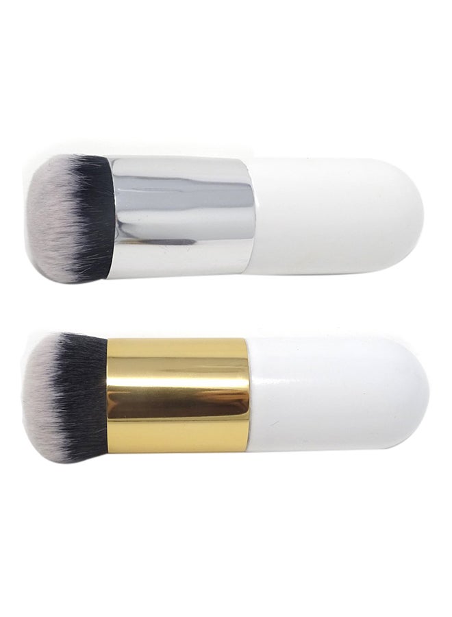 HONBAY 2-Piece Portable Big Round Head Makeup Brush White/Silver/Gold