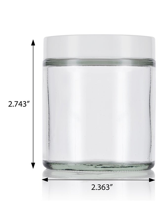 JUVITUS Pack Of 6 Thick Glass Straight Sided Jar With Smooth Lids And Spatulas Labels White/Clear  - Image 2