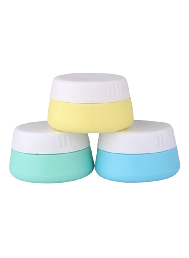 Pack Of 3 Silicone Cosmetic Container Jar With Sealed Lids Multicolour