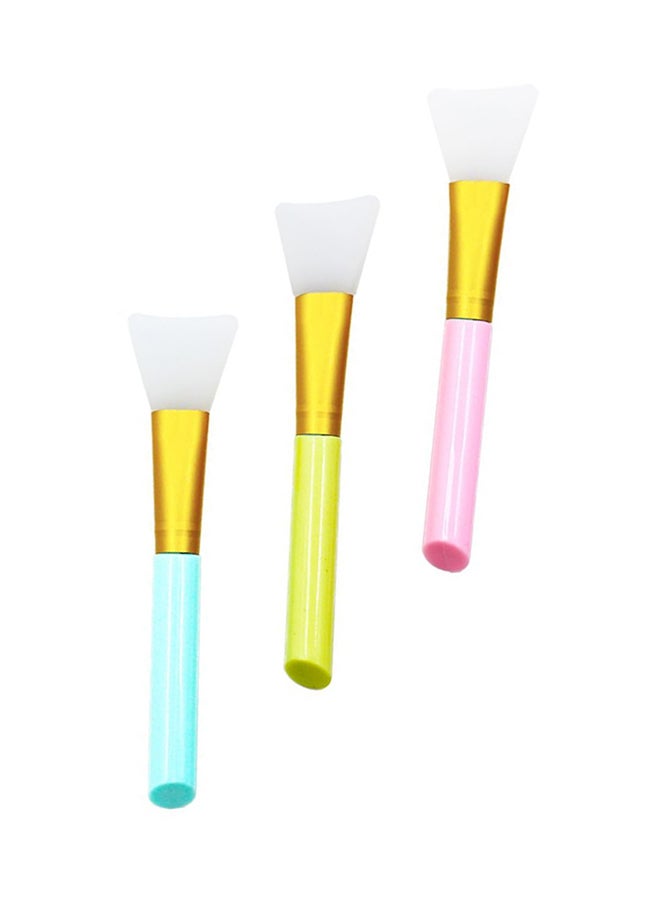 3-Piece Silicone Face Mask Brush Set Yellow/Blue/Pink