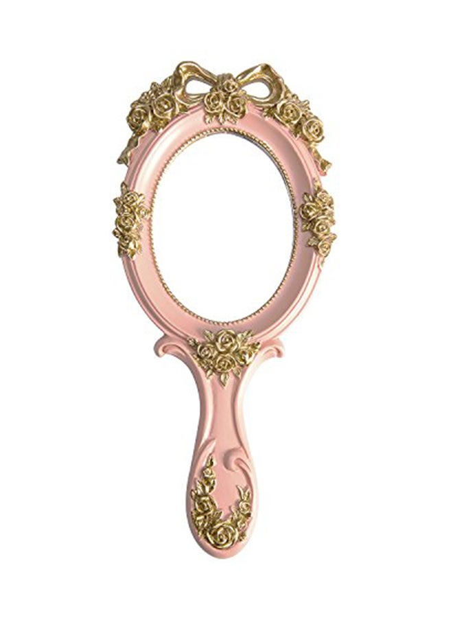 Nerien Vintage Style Oval Hand Held Mirror Pink - Image 1