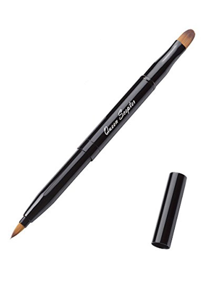 Queen Scepter Retractable Dual End Lip Eye Brush With Cap Black