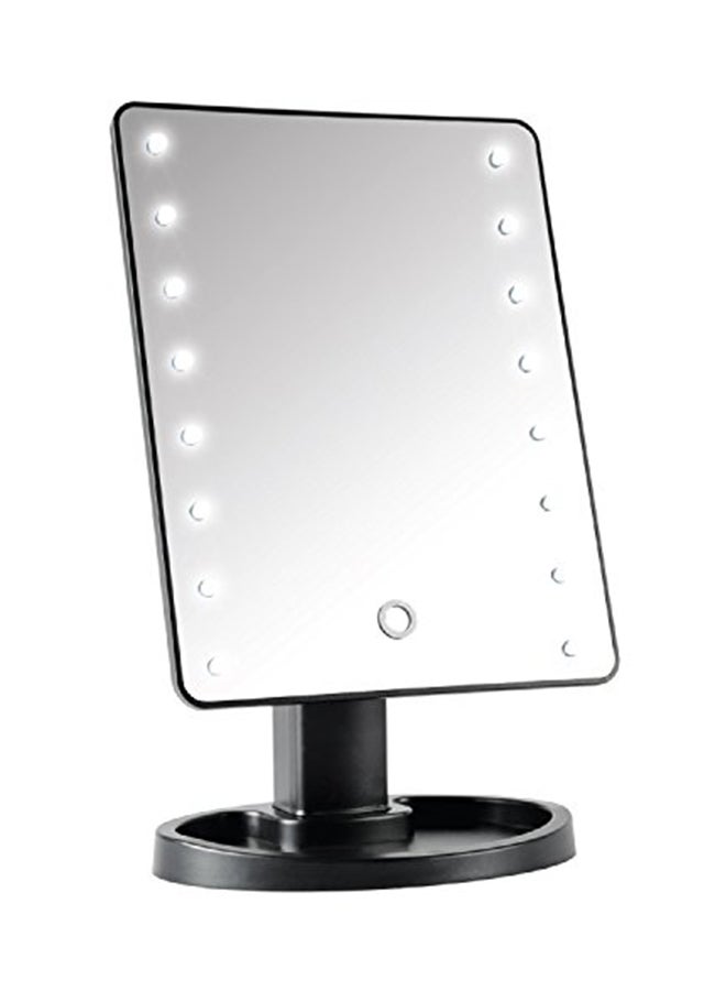 مرآة مكياج مزودة بمصابيح LED تعمل بالبطارية أسود