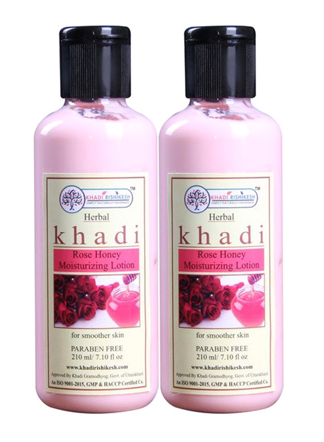 KHADI RISHIKESH Pack Of 2 Herbal Rose Honey Moisturizing Lotions Clear 420ml - Image 1
