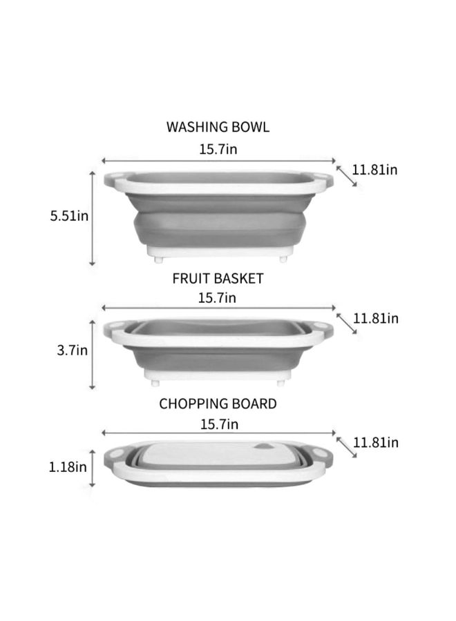 Generic - Multi Functional Cutting Board And Folding Basket Grey/White 40x30x25cm - Image 1