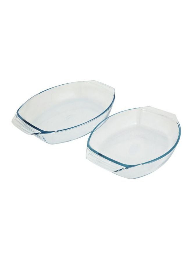 PYREX 2-Piece Oval Roaster Set Clear 35x24, 40x28cm