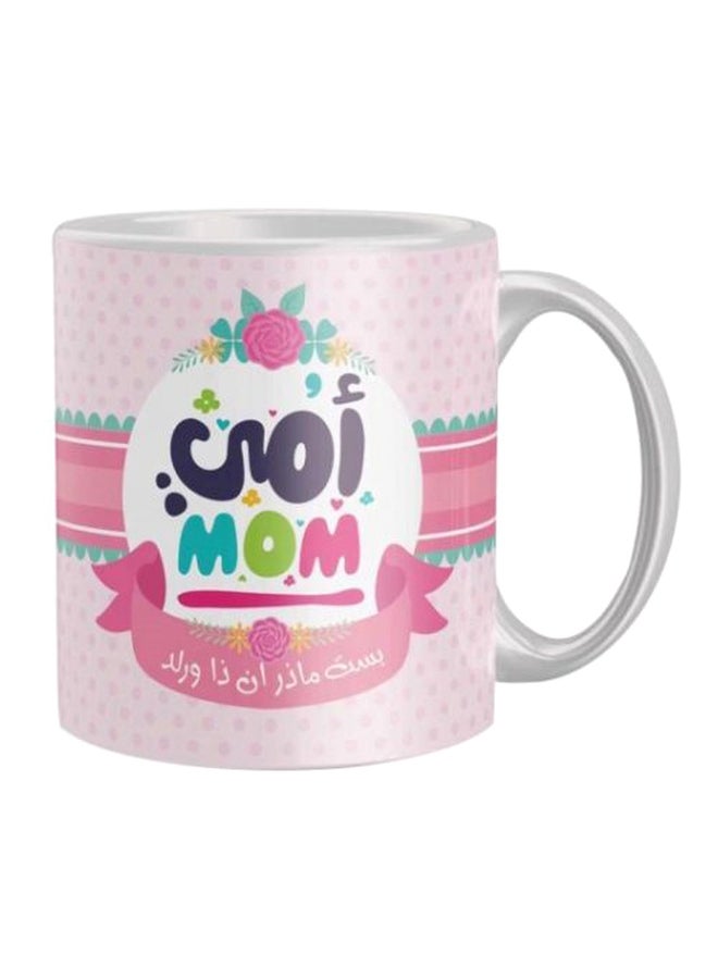 Mom Printed Coffee Mug Pink/White/Green