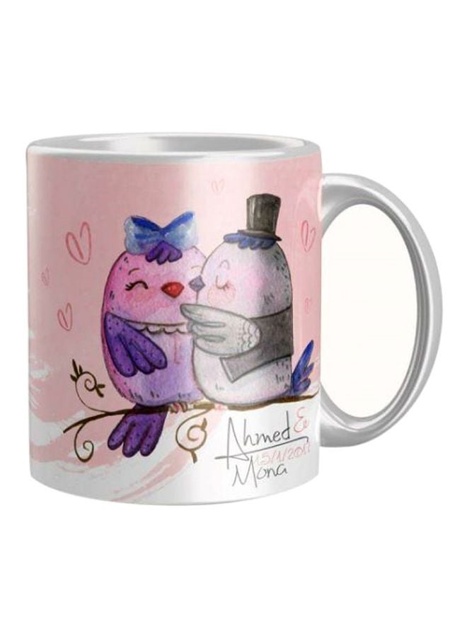 مج قهوة من السيراميك مزين بطبعة وردي/أبيض Standard