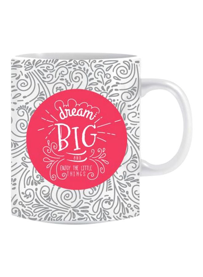 Printed Ceramic Coffee Mug Pink/Grey Standard