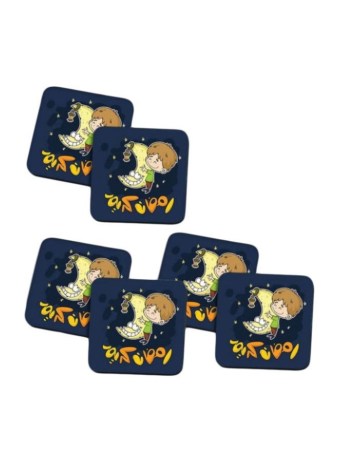 6-Piece Printed Coaster Set Blue/Green/Yellow - v1566975085/N29425690A_1