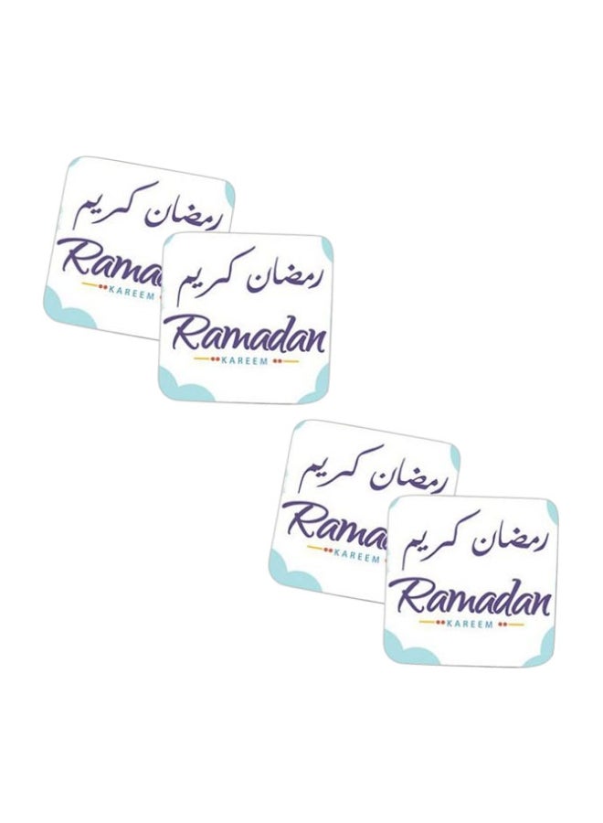 PrinTech - 4-Piece Printed Coaster Set Blue/White/Green - Image 1