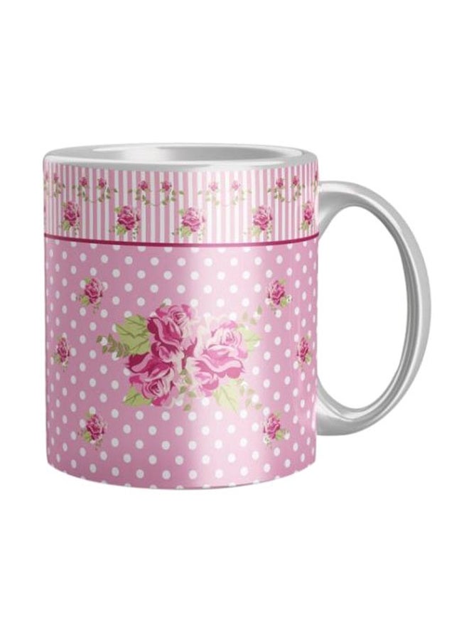 Printed Ceramic Coffee Mug Pink/Green One Size