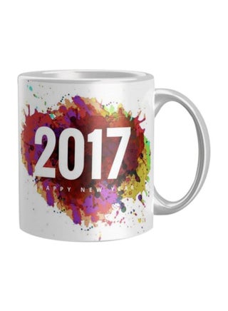 Happy New Year 2017 Printed Coffee Mug White/Red/Green One Size - v1566975093/N29425728A_1