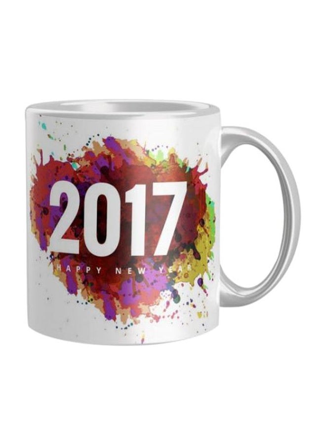 Happy New Year 2017 Printed Coffee Mug White/Red/Green One Size
