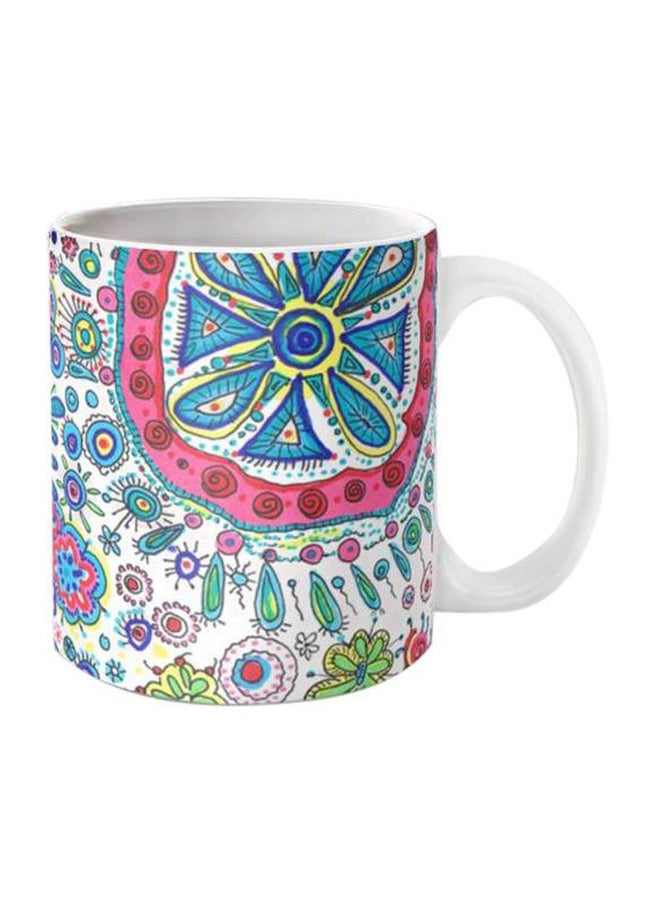 Printed Ceramic Coffee Mug White/Green/Blue Standard