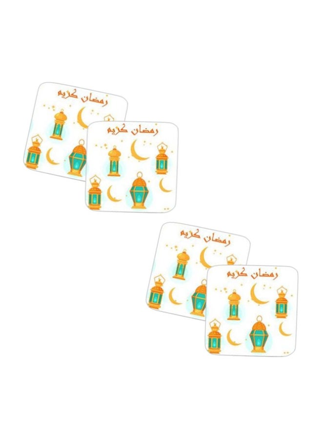 PrinTech - 4-Piece Printed Coaster Set White/Yellow/Green - Image 1