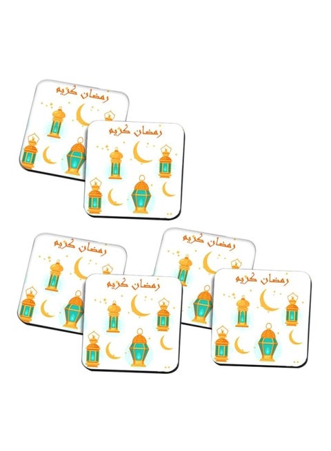 6-Piece Coaster Set White/Yelllow/Green