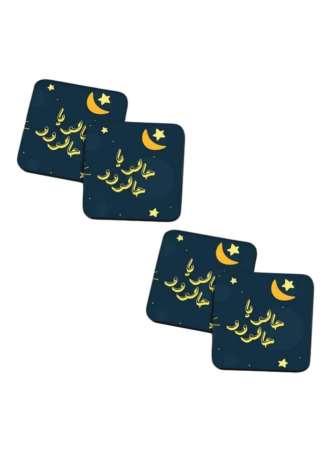 PrinTech - 4-Piece Coaster Set Blue/Yellow - Image 1