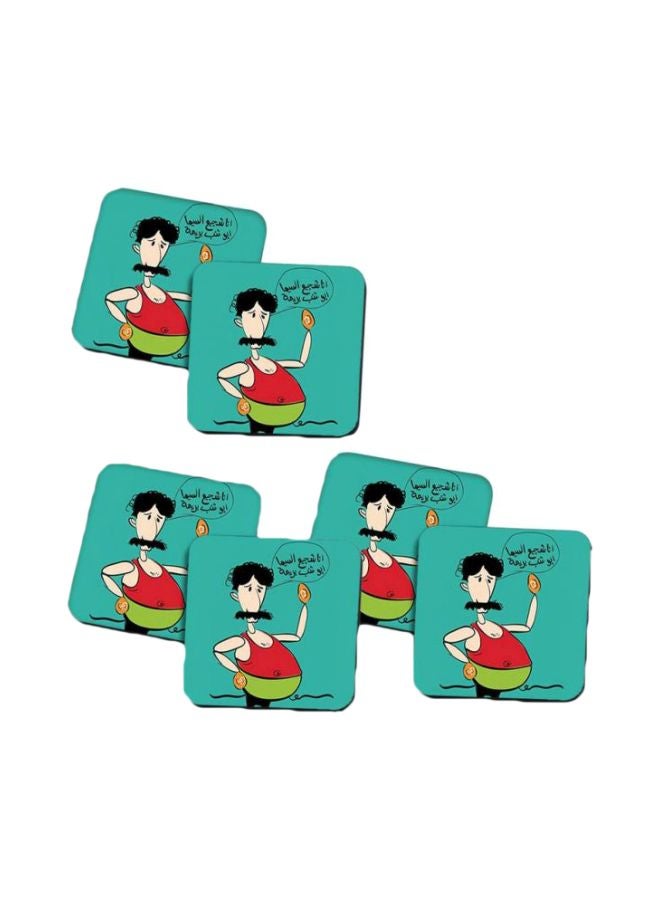 PrinTech - 6-Piece Printed Coaster Set Green/Red/Black - Image 1