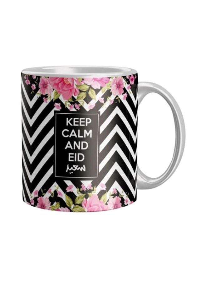 Printed Ceramic Coffee Mug Black/White/Pink