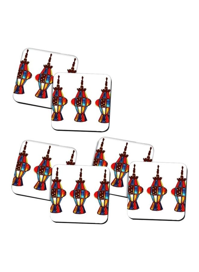 برنتيك طقم حاملات أكواب مطبوعة مكون من 6 قطع أبيض/أحمر/أزرق